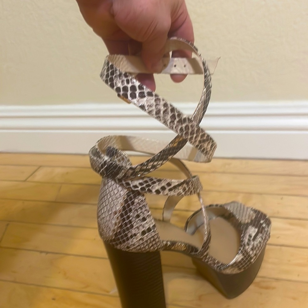 Snakeskin Block heels